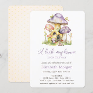 Invitation Maisons Champignons Pois Bébé Shower