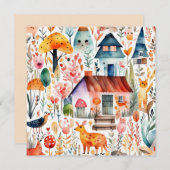 Invitation Maisons d'animaux de la campagne florale de style (Devant / Derrière)