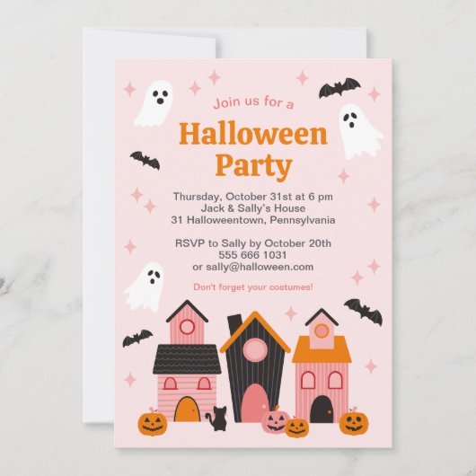 Invitation Maisons de Halloween éffrayantes (Devant)