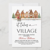 Invitation Maisons de Village Rustique Poussette Bébé Fête de (Devant)