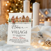 Invitation Maisons de Village Rustique Poussette Bébé Fête de