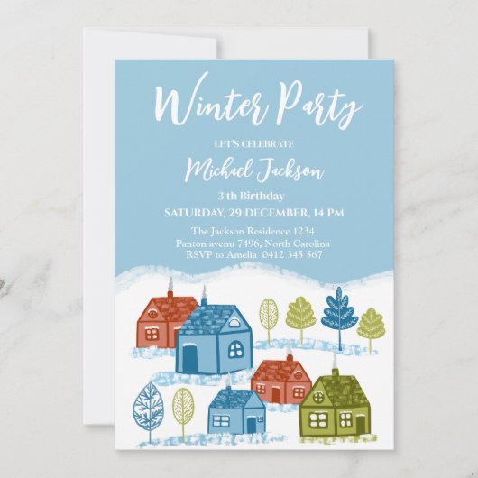 Invitation Maisons d'hiver Fête d'anniversaire Bébé (Devant)