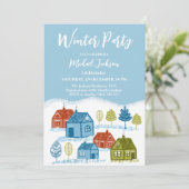 Invitation Maisons d'hiver Fête d'anniversaire Bébé (Debout devant)