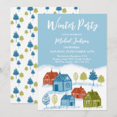 Invitation Maisons d'hiver Fête d'anniversaire Bébé (Devant / Derrière)