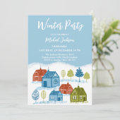 Invitation Maisons d'hiver Fête d'anniversaire Bébé (Debout devant)