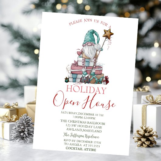 Invitation Maisons ouvertes avec des cadeaux de gnome mignon