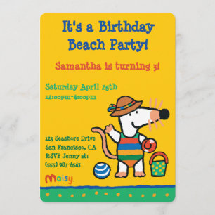 Invitation Maisy à l'anniversaire de la plage