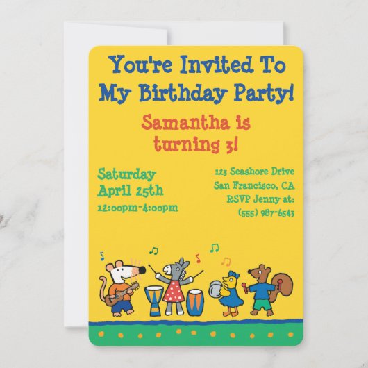 Invitation Maisy and Friends Play in the Band (Devant)