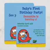 Invitation Maisy conduit une voiture rouge mignonne (Devant / Derrière)