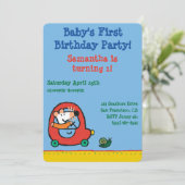 Invitation Maisy conduit une voiture rouge mignonne (Debout devant)