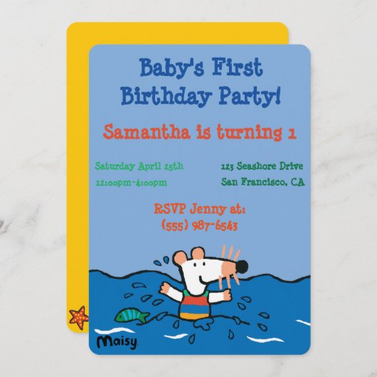 Invitation Maisy nage (Devant / Derrière)