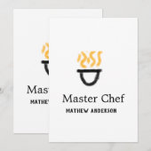 Invitation Maître chef ajouter nom poêle noir feu fumée co (Devant / Derrière)