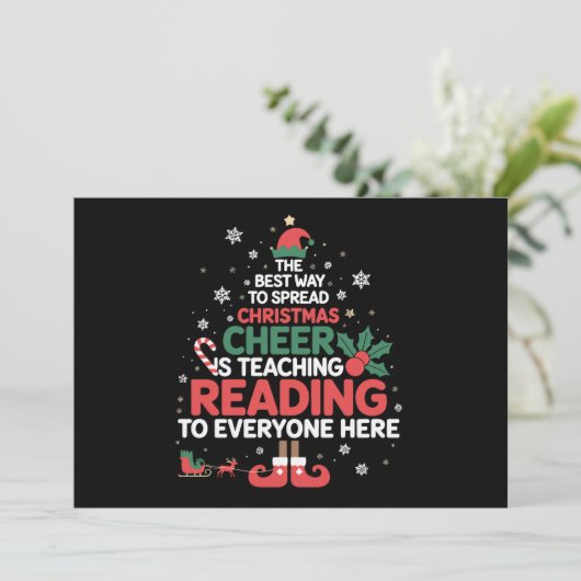 Invitation Maître de lecture Noël Elf Xmas Cheer (Debout devant)