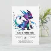Invitation Majestic Cute Dragon Digital Boy Anniversaire (Debout devant)