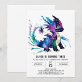 Invitation Majestic Cute Dragon Digital Boy Anniversaire (Devant / Derrière)