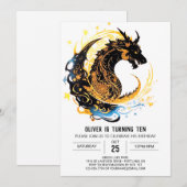 Invitation Majestic Dragon pour enfants fête d'anniversaire (Devant / Derrière)