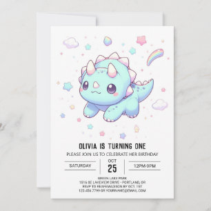 Invitation Majestic Dreamy Dinosaur 1er anniversaire