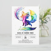 Invitation Majestic Forest Fox Digital Girl Anniversaire (Debout devant)