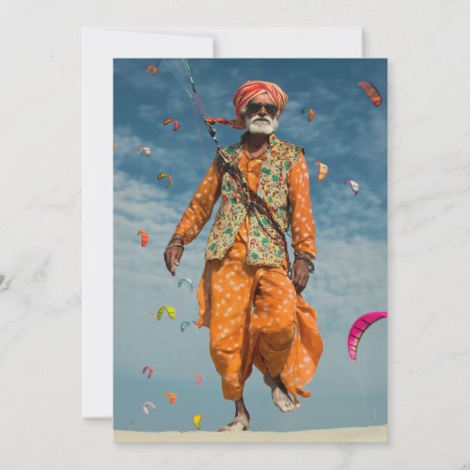 Invitation Majestic indienne Elder Kite Flying on the Beach (Devant)