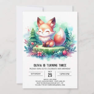Invitation Majestic Little Fox Anniversaire numérique