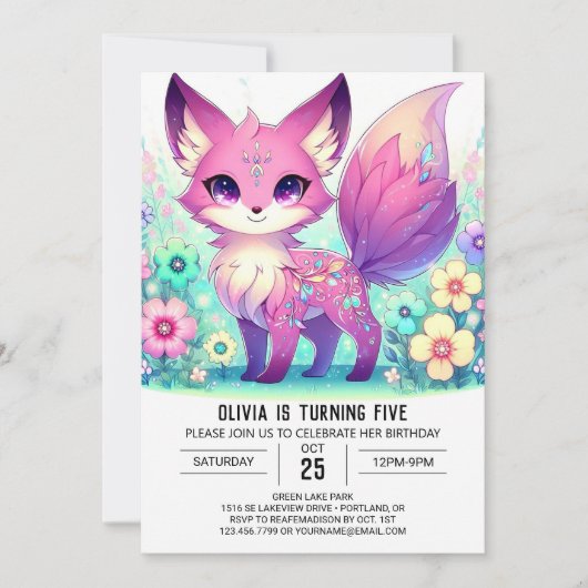 Invitation Majestic Renard numérique anniversaire (Devant)