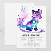 Invitation Majestic Rose Wolf Digital Girl Anniversaire (Devant / Derrière)