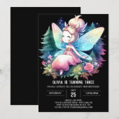 Invitation Majestic Thème Fée Anniversaire (Devant / Derrière)