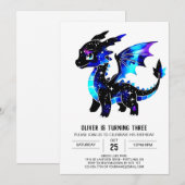 Invitation Majestic Watercolor Dragon Digital Boy Anniversair (Devant / Derrière)