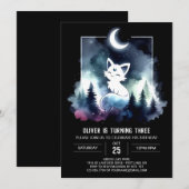 Invitation Majestic Whimsical Chat Anniversaire (Devant / Derrière)