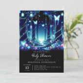 Invitation Majestic Whimsical Enchanted Forest Baby shower (Debout devant)