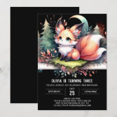 Invitation Majestic Whimsy Fox Anniversaire numérique (Devant / Derrière)