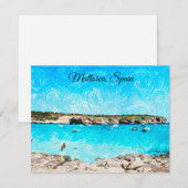 Invitation Majorque Espagne Île Baléare Aquarelle (Devant / Derrière)