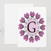Invitation Majuscule G monogramme floral (Devant / Derrière)