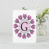 Invitation Majuscule G monogramme floral (Debout devant)