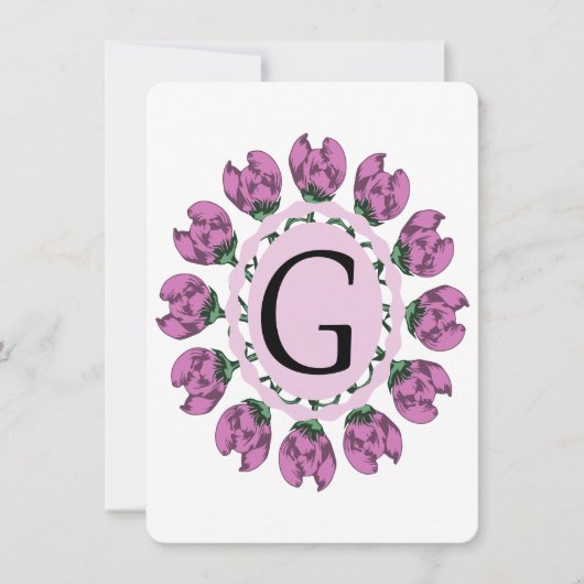 Invitation Majuscule G monogramme floral (Devant)