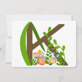 Invitation Majuscule K monogramme floral (Devant)