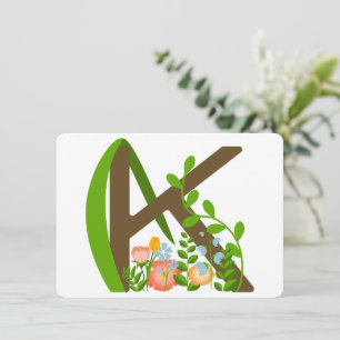 Invitation Majuscule K monogramme floral