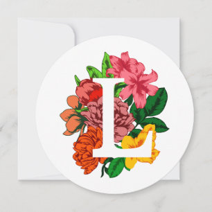 Invitation Majuscule L monogramme floral
