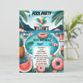 Invitation make boy water blue Cool Pool Party 13e anniversai (Debout devant)