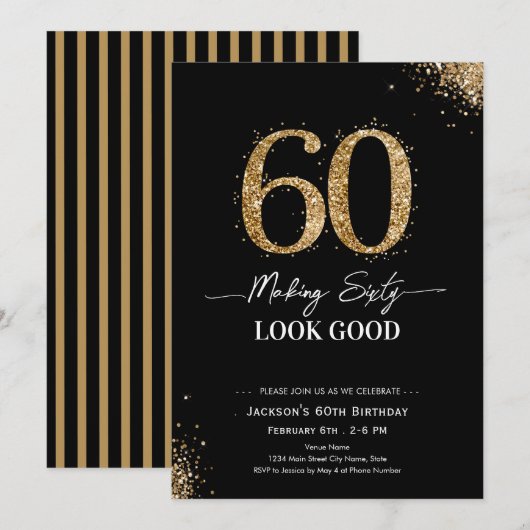 Invitation Making 60 Look Good Birthday (Devant / Derrière)