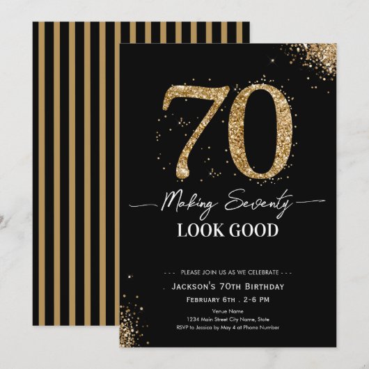 Invitation Making 70 Look Good Birthday (Devant / Derrière)