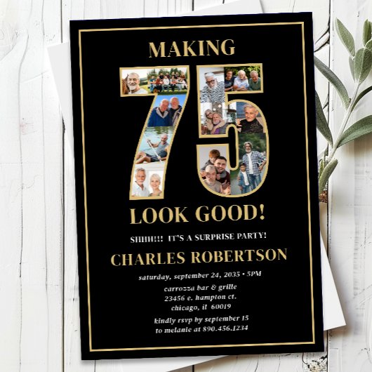 Invitation Making 75 Look Good Photo Surprise Birthday