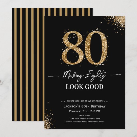 Invitation Making 80 Look Good Birthday (Devant / Derrière)