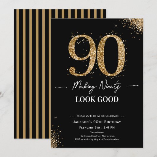 Invitation Making 90 Look Good Birthday (Devant / Derrière)