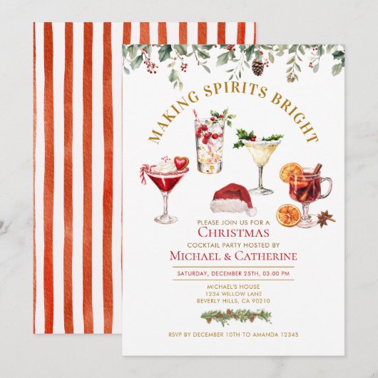 Invitation Making Spirit Bright Christmas Holiday Party (Devant / Derrière)
