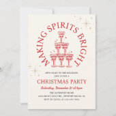 Invitation Making Spirits Bright Champagne Christmas Party (Devant)