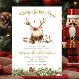 Invitation Making Spirits Bright Christmas Cocktail Party