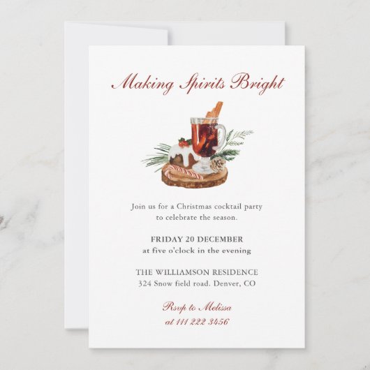 Invitation Making Spirits Bright Christmas Party (Devant)