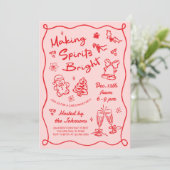 Invitation Making Spirits Bright Hand Drawn Christmas Party (Debout devant)