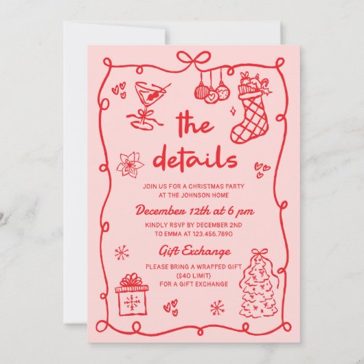 Invitation Making Spirits Bright Hand Drawn Christmas Party (Dos)